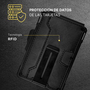 Billetera Tarjetera Plegable imantada personalizada a láser con clip para billetes