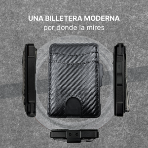 Billetera Tarjetera Plegable imantada personalizada a láser con clip para billetes