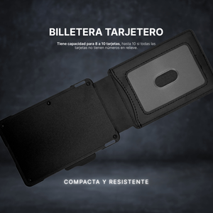 Billetera Tarjetera Plegable imantada personalizada a láser con clip para billetes