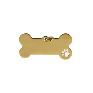 Placa Mascota Hueso Grande con Huella Personalizado con Láser