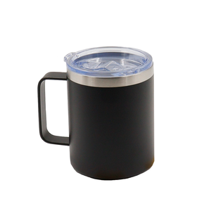 VASO/TAZA 350 mL PARA CAFÉ CON TAPA Y AGARRADERA EN ACERO INOXIDABLE PERSONALIZADO A LÁSER