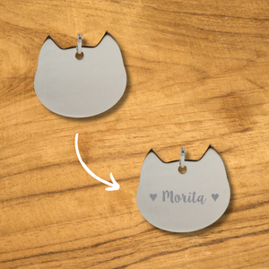 Placa Mascota Gato Personalizado con Láser