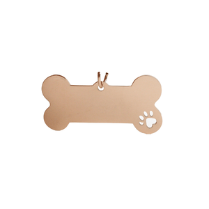 Placa Mascota Hueso Grande con Huella Personalizado con Láser
