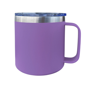 VASO/TAZA 415 ML PARA CAFÉ CON TAPA Y AGARRADERA EN ACERO INOXIDABLE PERSONALIZADO A LÁSER