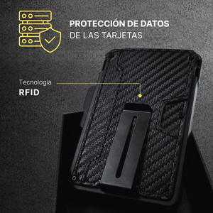 Billetera Tarjetera Plegable imantada personalizada a láser con clip para billetes