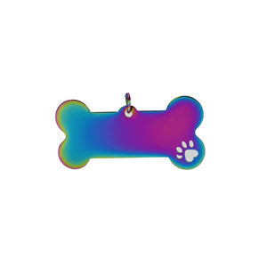 Placa Mascota Hueso Grande con Huella Personalizado con Láser