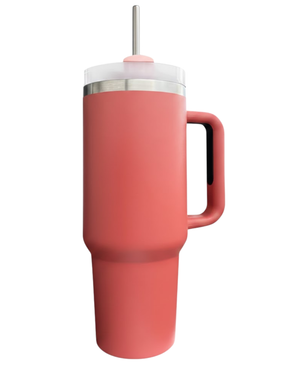 TERMO CON AGARRADERA EN ACERO INOXIDABLE CON PAJITA METÁLICA PERSONALIZADO A LÁSER