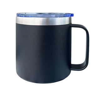 VASO/TAZA 415 ML PARA CAFÉ CON TAPA Y AGARRADERA EN ACERO INOXIDABLE PERSONALIZADO A LÁSER