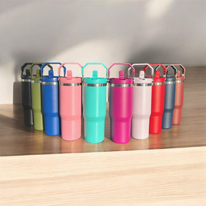 TERMO 890 mL ACERO INOXIDABLE CON AGARRADERA SUPERIOR PERSONALIZADO A LÁSER