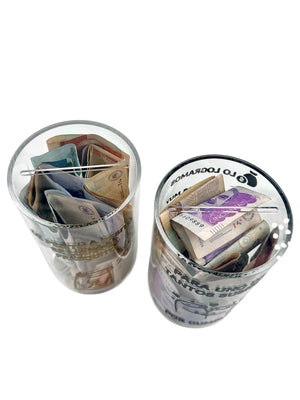 ALCANCIA EN ACRÍLICO PERSONALIZADA + 2 RETOS DE AHORRO