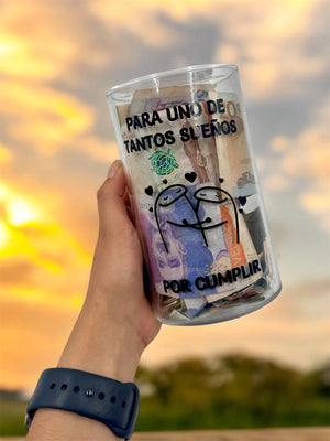 ALCANCIA EN ACRÍLICO PERSONALIZADA + 2 RETOS DE AHORRO