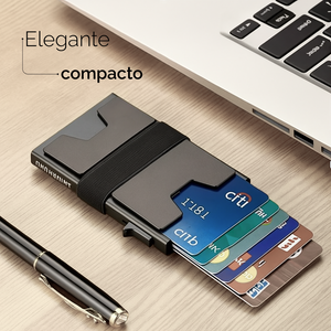 Tarjetero personalizado a láser con banda para billetes