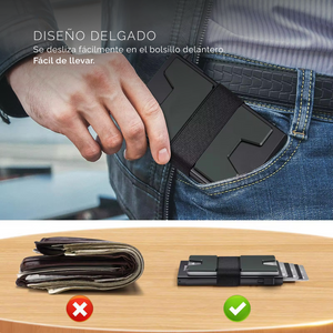 Tarjetero personalizado a láser con banda para billetes