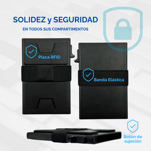 Tarjetero personalizado a láser con banda para billetes