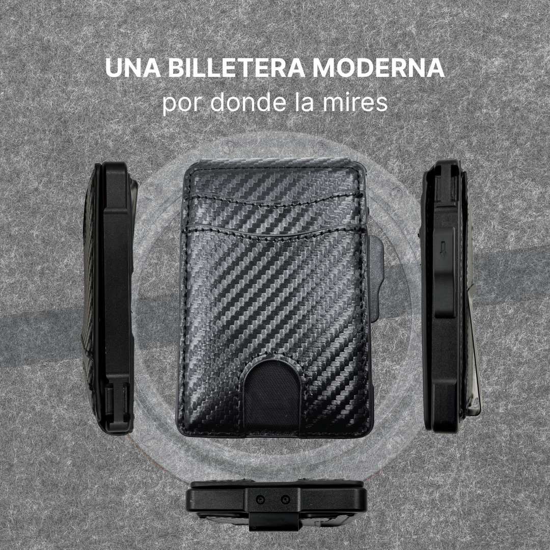 Billetera Tarjetera Plegable imantada personalizada a láser con clip para billetes