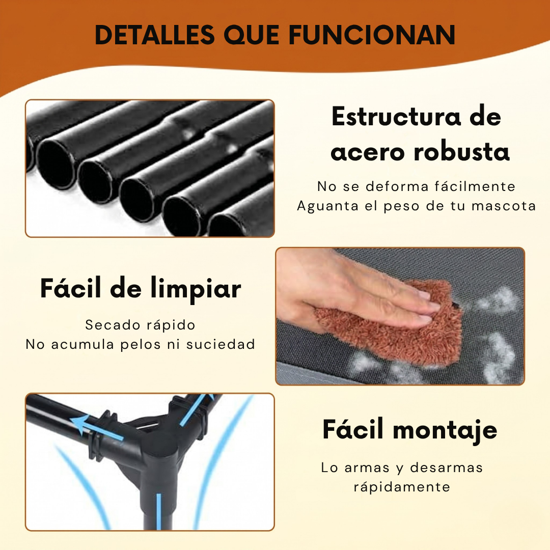 CAMA PARA PERRO ELEVADA CON BORDES EN U ACOLCHADO PERSONALIZADO CON NOMBRE
