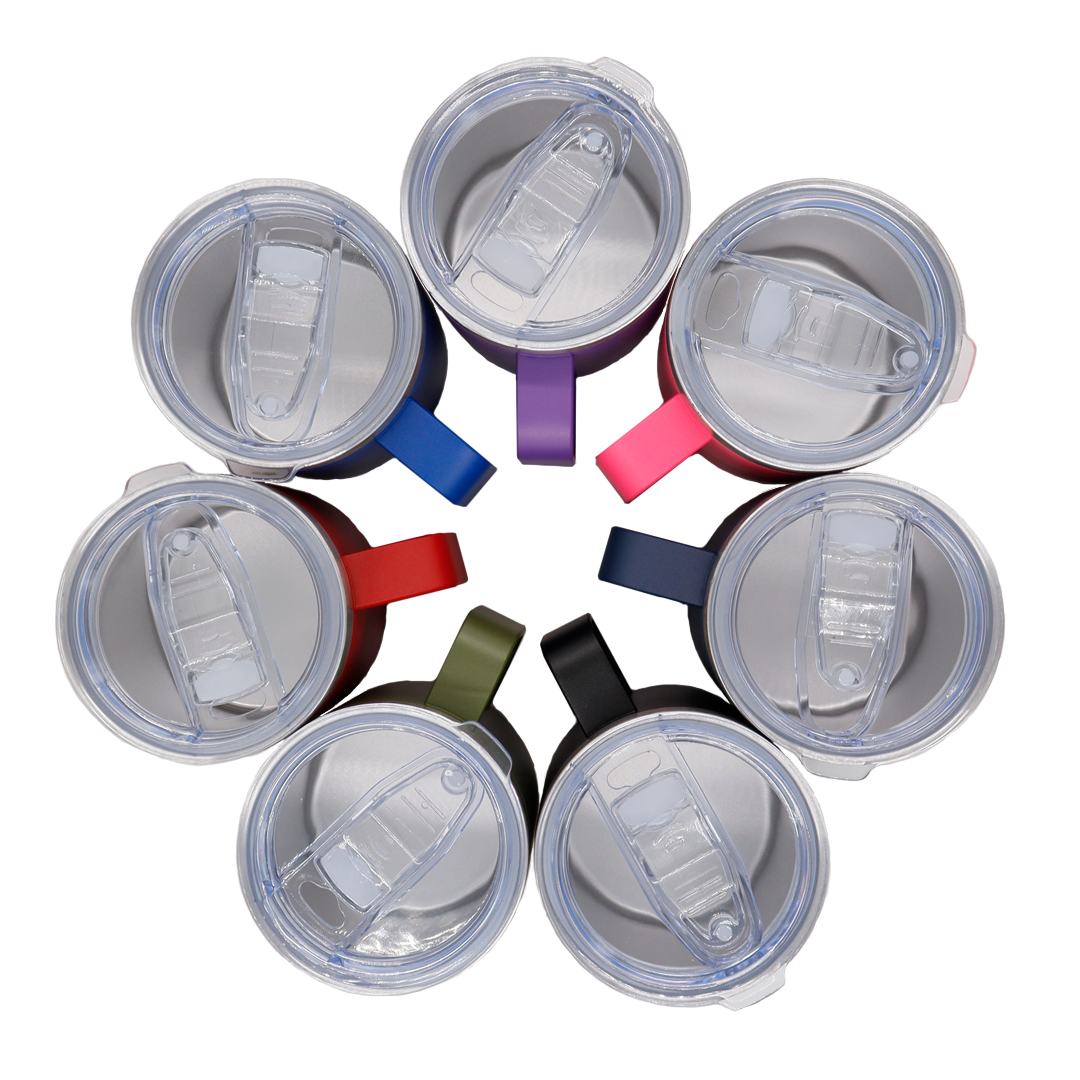 VASO/TAZA 350 mL PARA CAFÉ CON TAPA Y AGARRADERA EN ACERO INOXIDABLE PERSONALIZADO A LÁSER