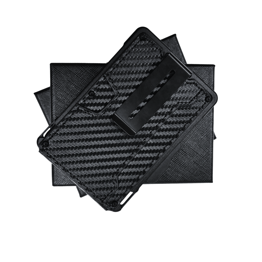 Billetera Tarjetera Plegable imantada personalizada a láser con clip para billetes