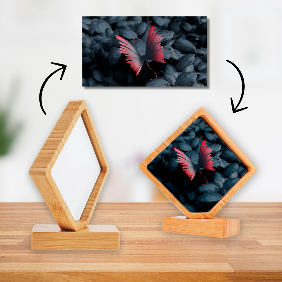 PORTARETRATO GIRATORIO EN BAMBÚ PERSONALIZADO