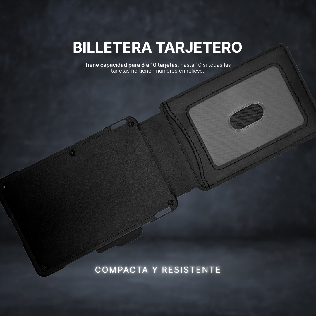 Billetera Tarjetera Plegable imantada personalizada a láser con clip para billetes