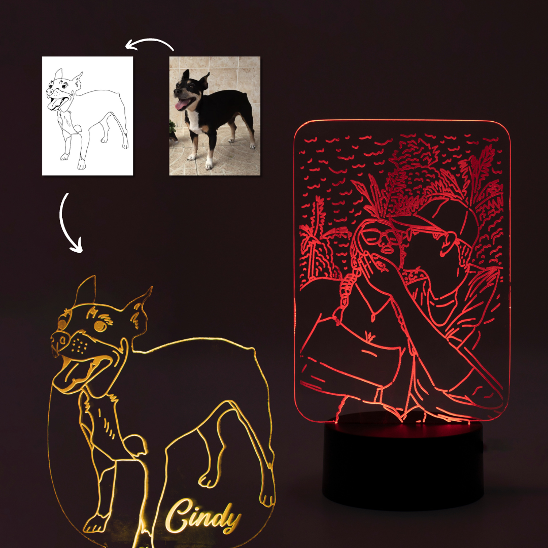 LÁMPARA EN  ACRÍLICO CON ILUSTRACÍON