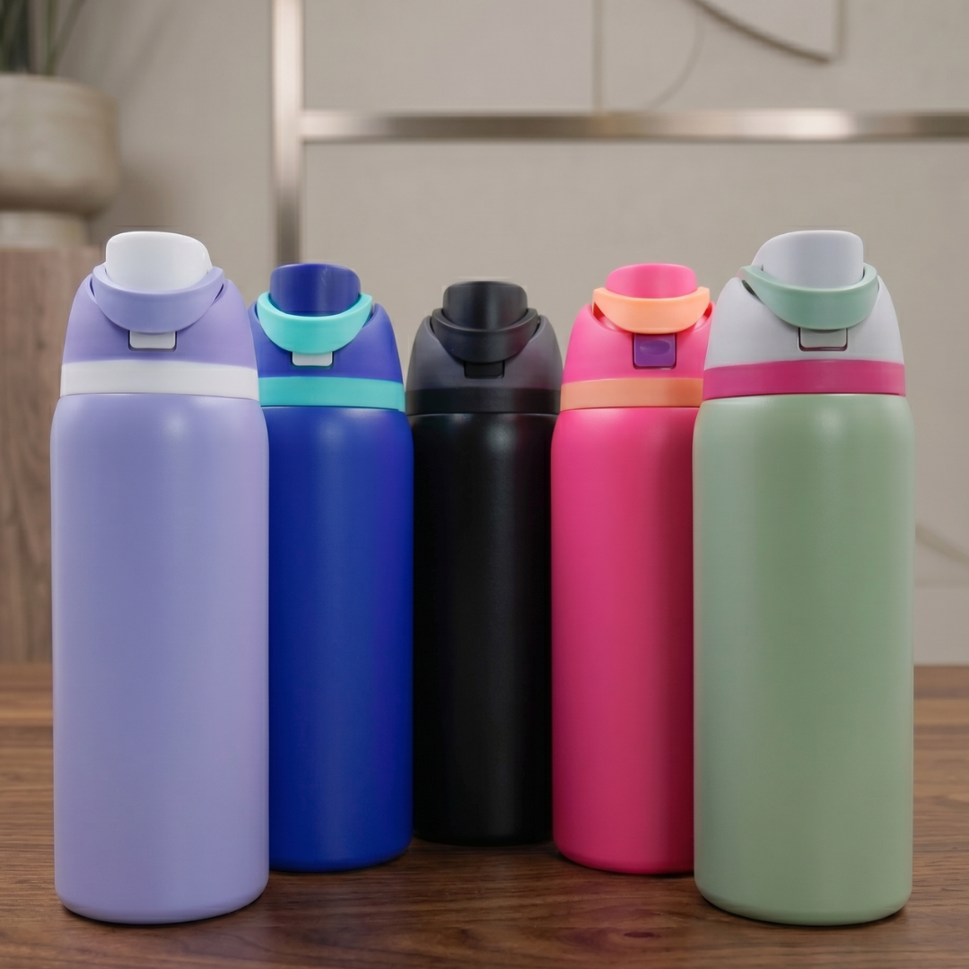 TERMO 950 mL EN ACERO INOXIDABLE CON BOQUILLA ANTIARRUGAS PERSONALIZADO LÁSER