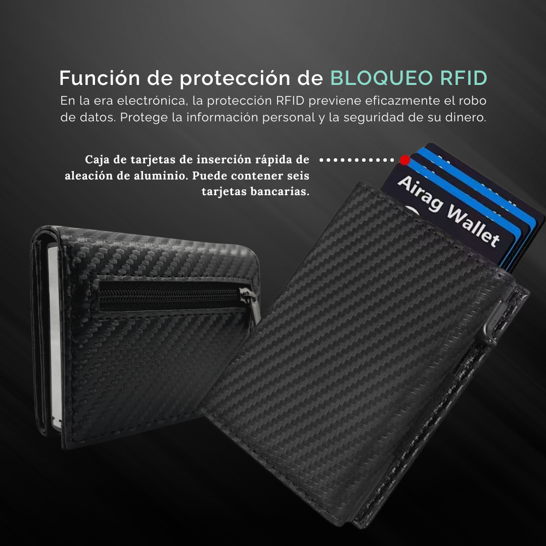 Billetera Tarjetera imantada personalizada a láser con bolsillo para monedas