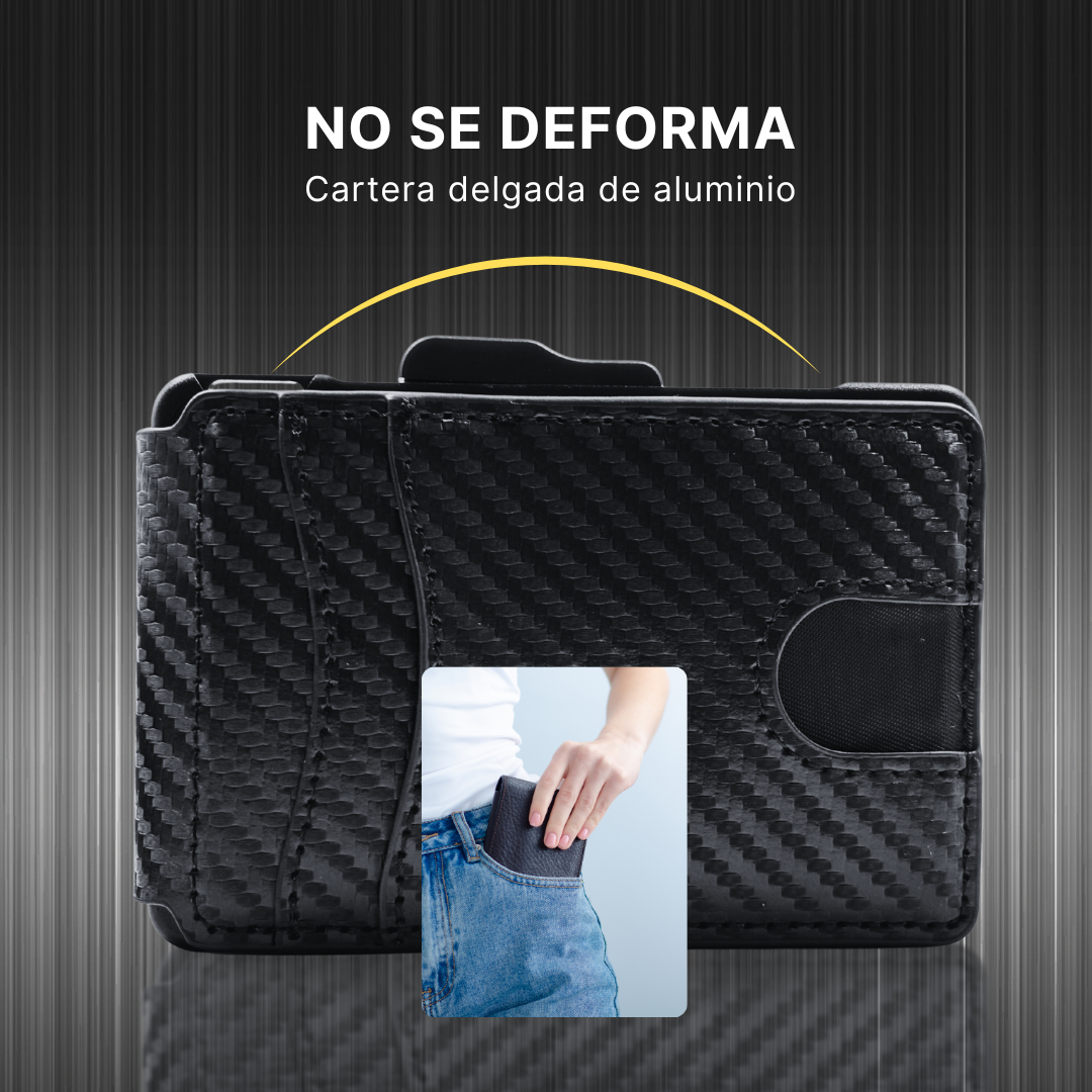 Billetera Tarjetera Plegable imantada personalizada a láser con clip para billetes
