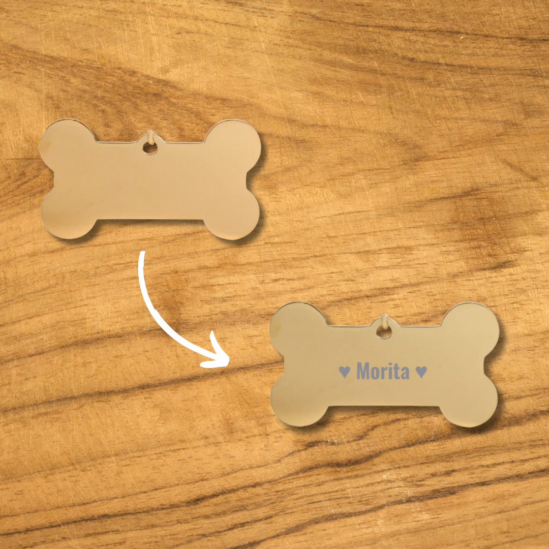 Placa Mascota Hueso Grande Personalizado con Láser