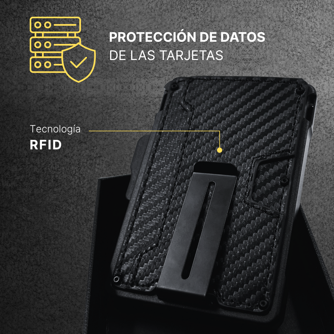 Billetera Tarjetera Plegable imantada personalizada a láser con clip para billetes