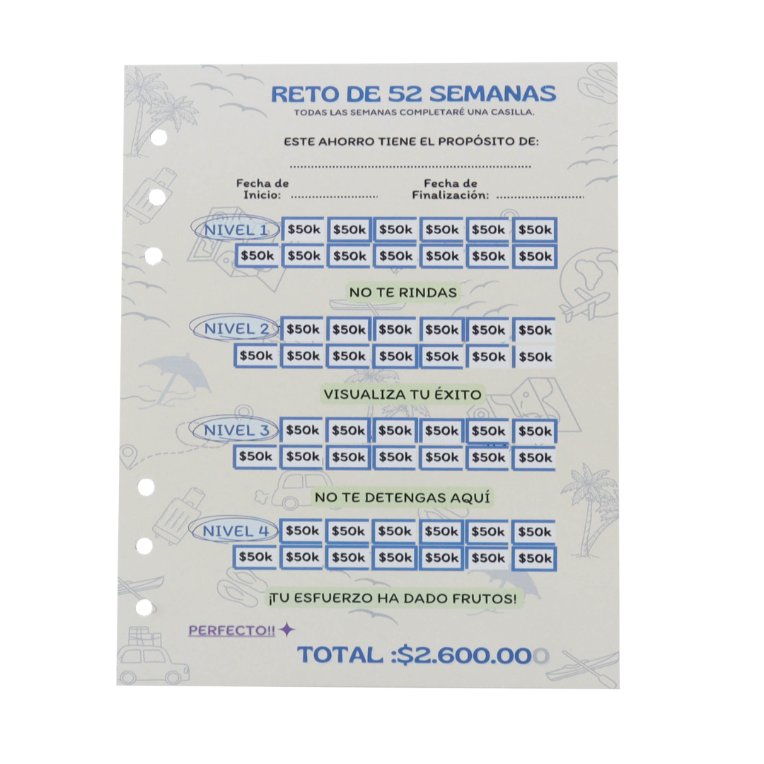 LIBRO DE RETO DE AHORRO (30 DÍAS, 100 DÍAS Y 52 SEMANAS)