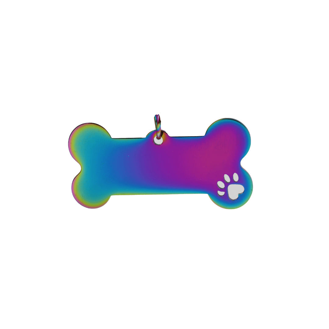 Placa Mascota Hueso Grande con Huella Personalizado con Láser