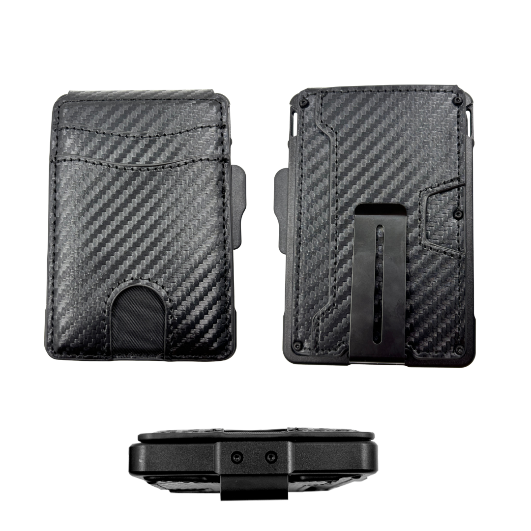 Billetera Tarjetera Plegable imantada personalizada a láser con clip para billetes