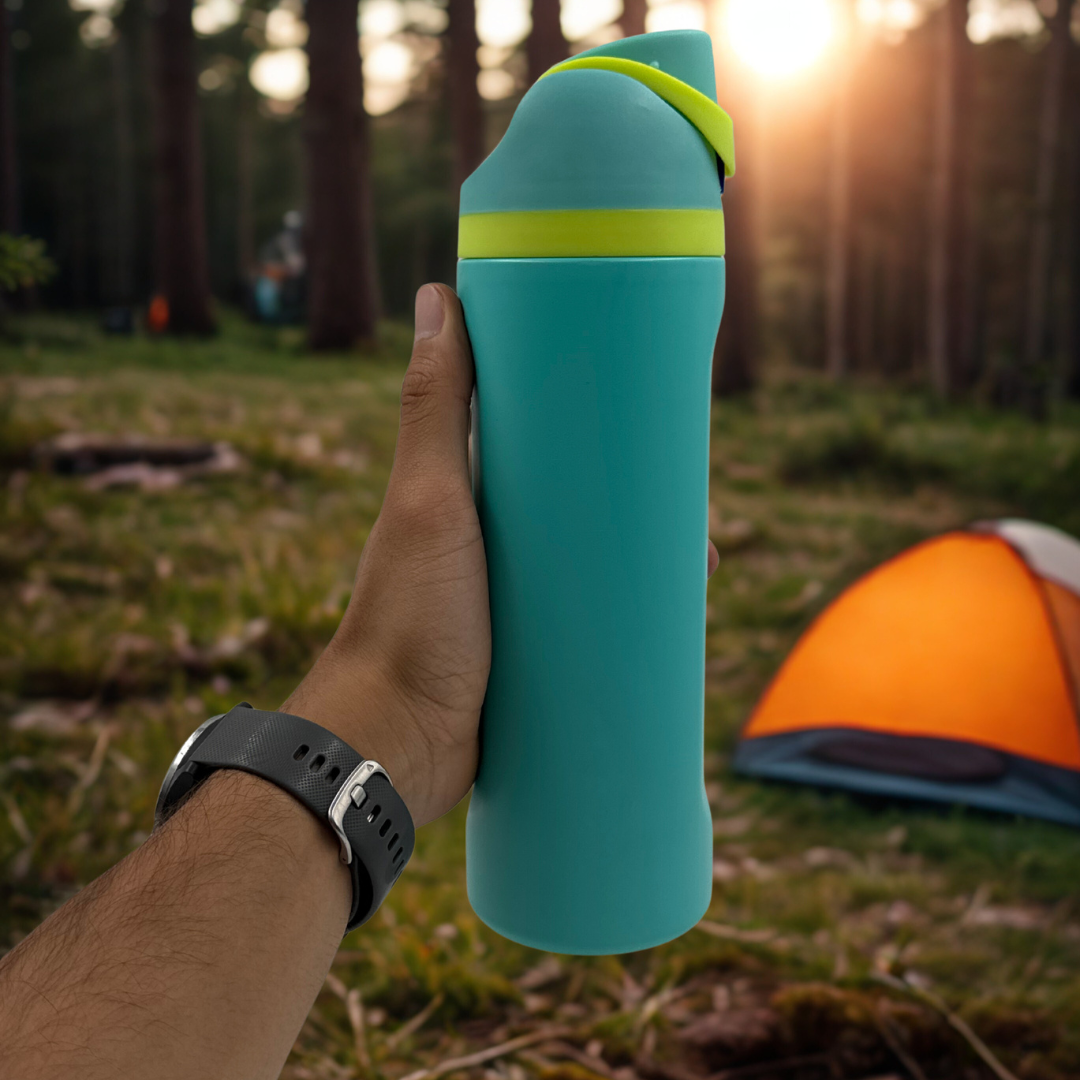 TERMO 710 ml EN ACERO INOXIDABLE PERSONALIZADO LÁSER CON PITILLO ANTIARRUGAS