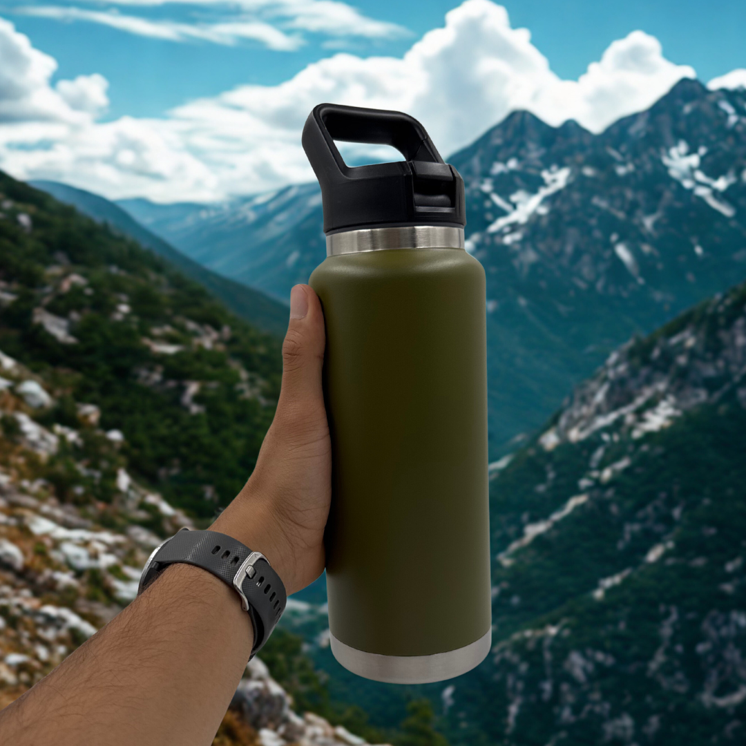 TERMO 1.1 L EN ACERO INOXIDABLE CON AGARRADERA PERSONALIZADO LÁSER