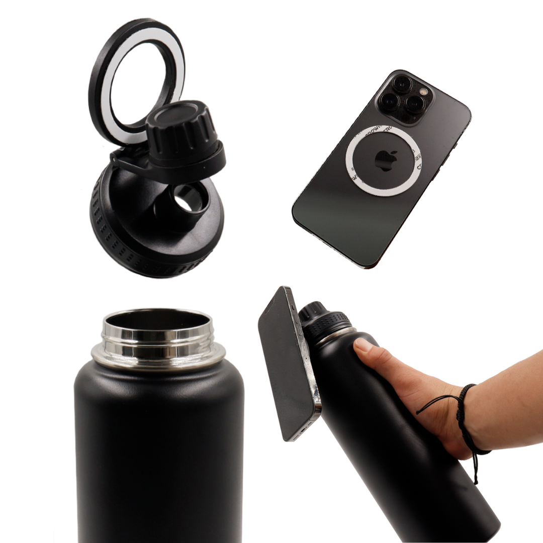 Termo en Acero Inoxidable Con Soporte Magnético Para Celular Personalizado a Laser