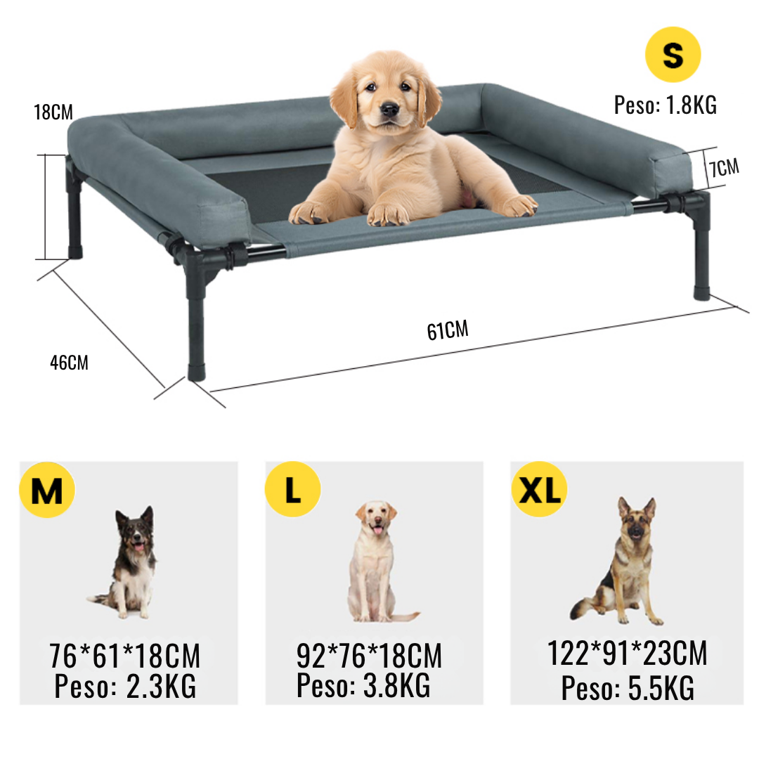 CAMA PARA PERRO ELEVADA CON BORDES EN U ACOLCHADO PERSONALIZADO CON NOMBRE