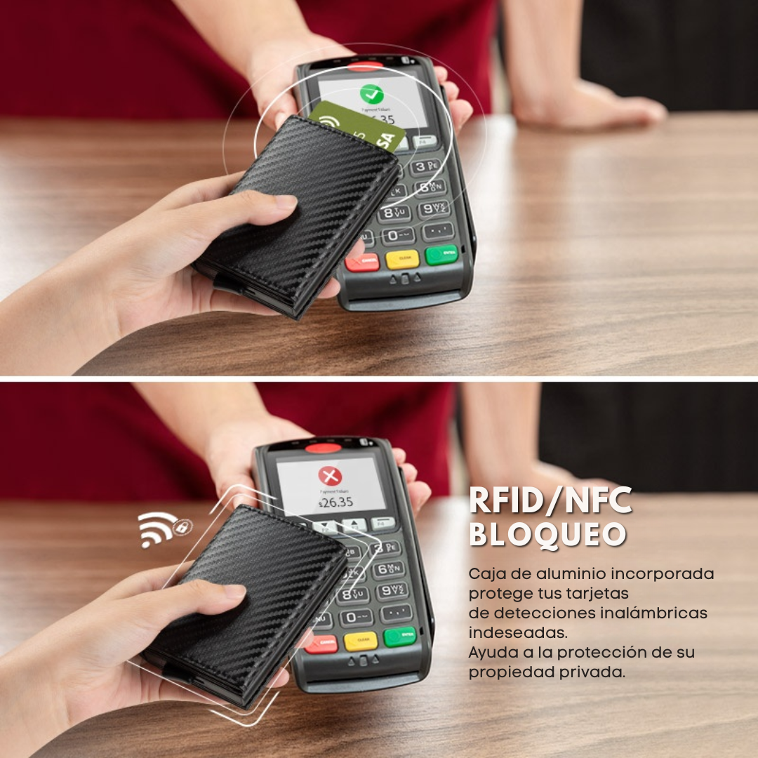 Billetera Tarjetera imantada personalizada a láser con bolsillo para monedas