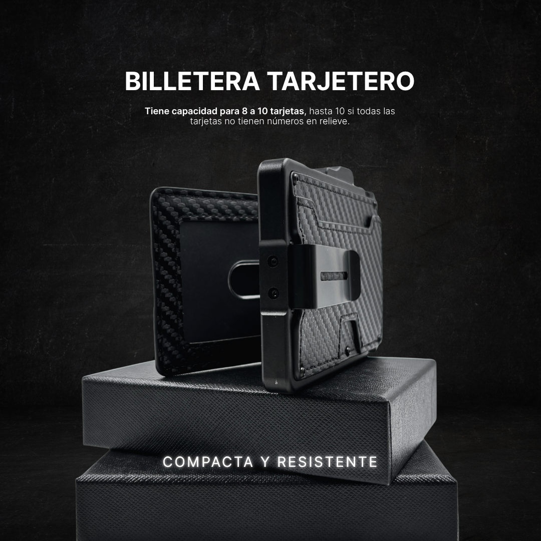 Billetera Tarjetera Plegable imantada personalizada a láser con clip para billetes