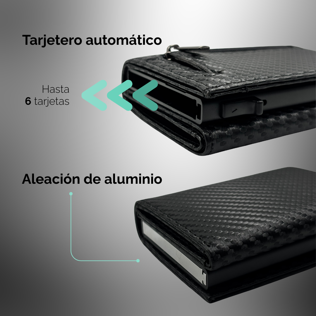 Billetera Tarjetera imantada personalizada a láser con bolsillo para monedas