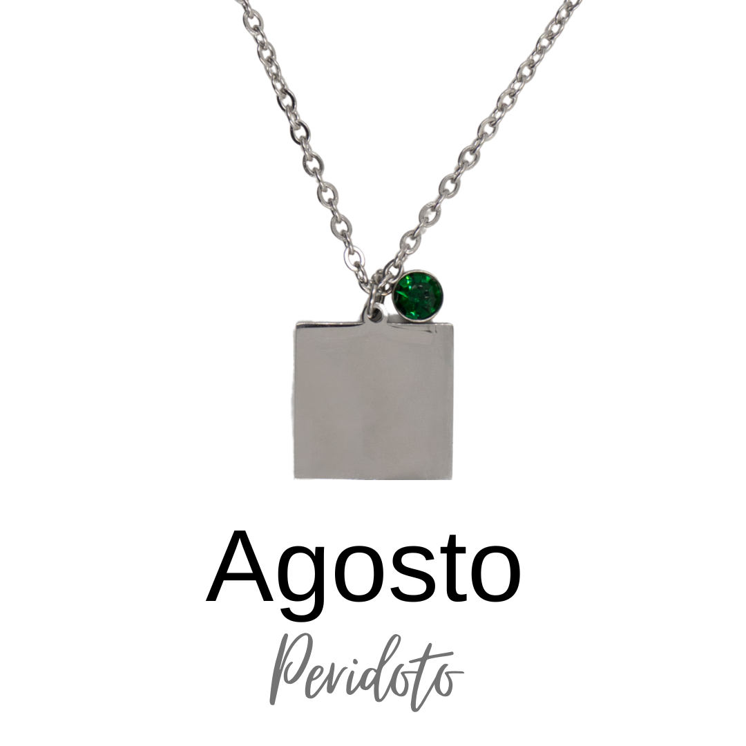 COLLAR PIEDRA MES NACIMIENTO PERSONALIZADO A LÁSER