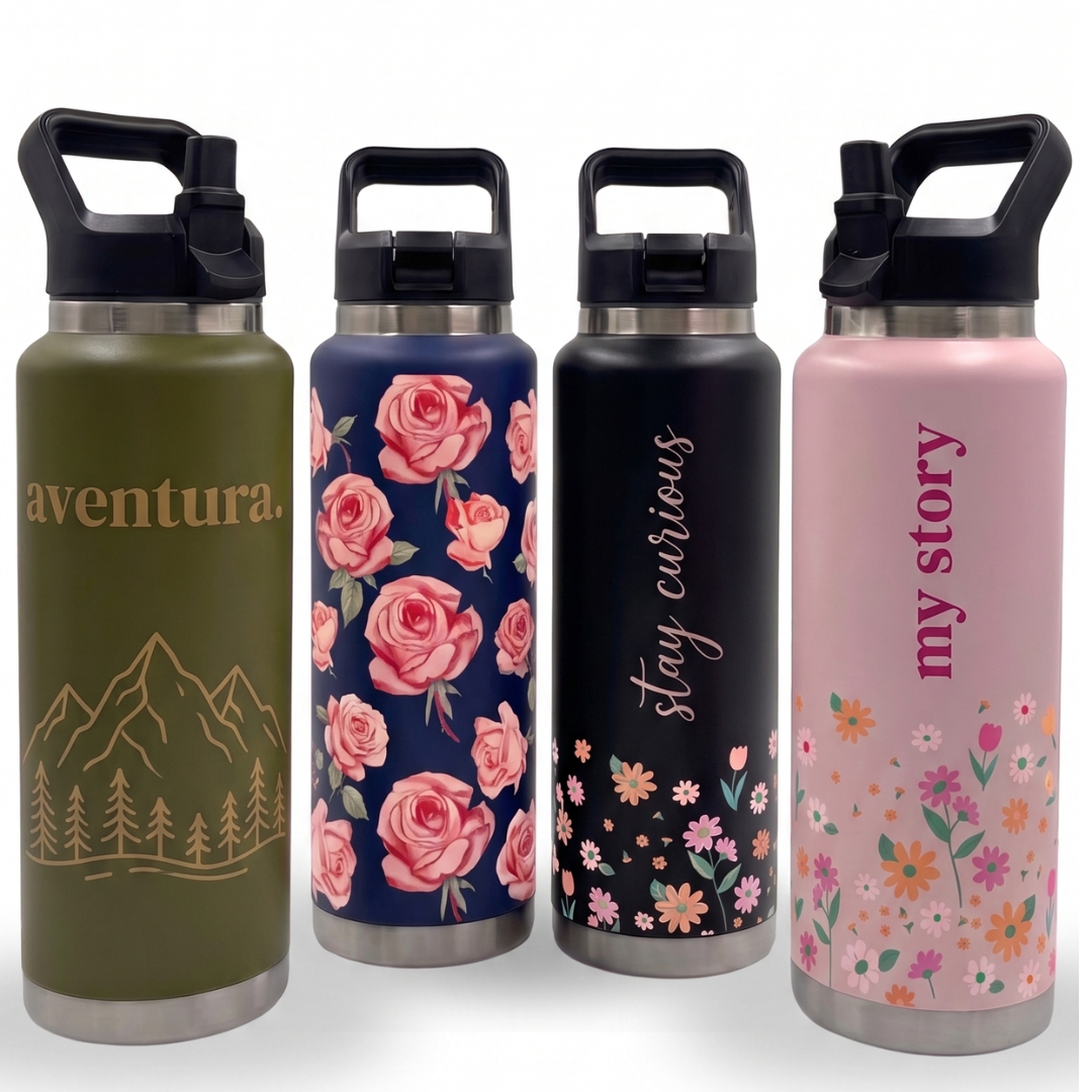 FULL COLOR TERMO 1.1 L EN ACERO INOXIDABLE CON AGARRADERA PERSONALIZADO FULL COLOR