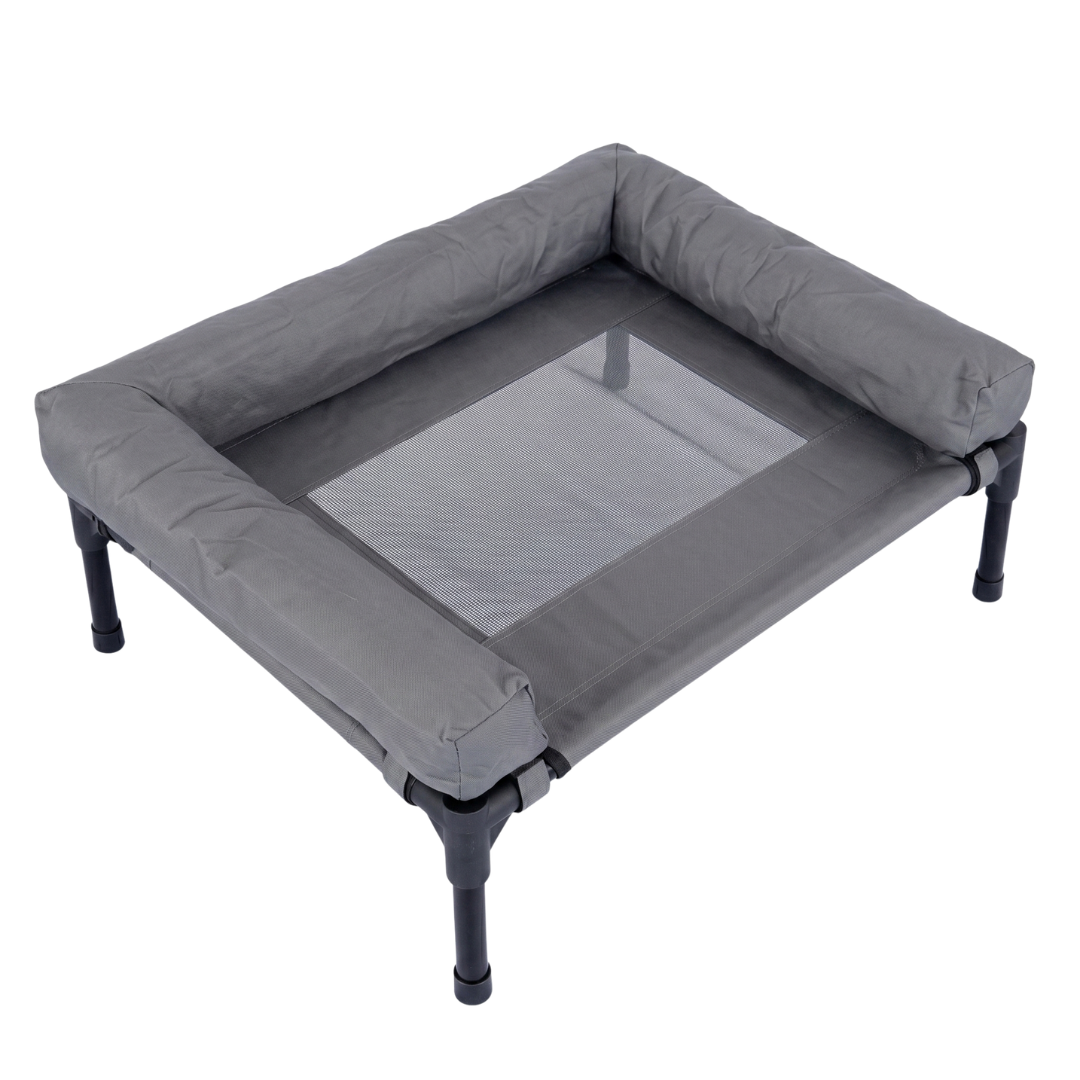 CAMA PARA PERRO ELEVADA CON BORDES EN U ACOLCHADO PERSONALIZADO CON NOMBRE