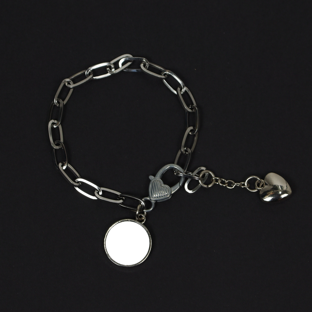 PULSERA CIRCULO Y CORAZÓN PERSONALIZADA CON FOTO