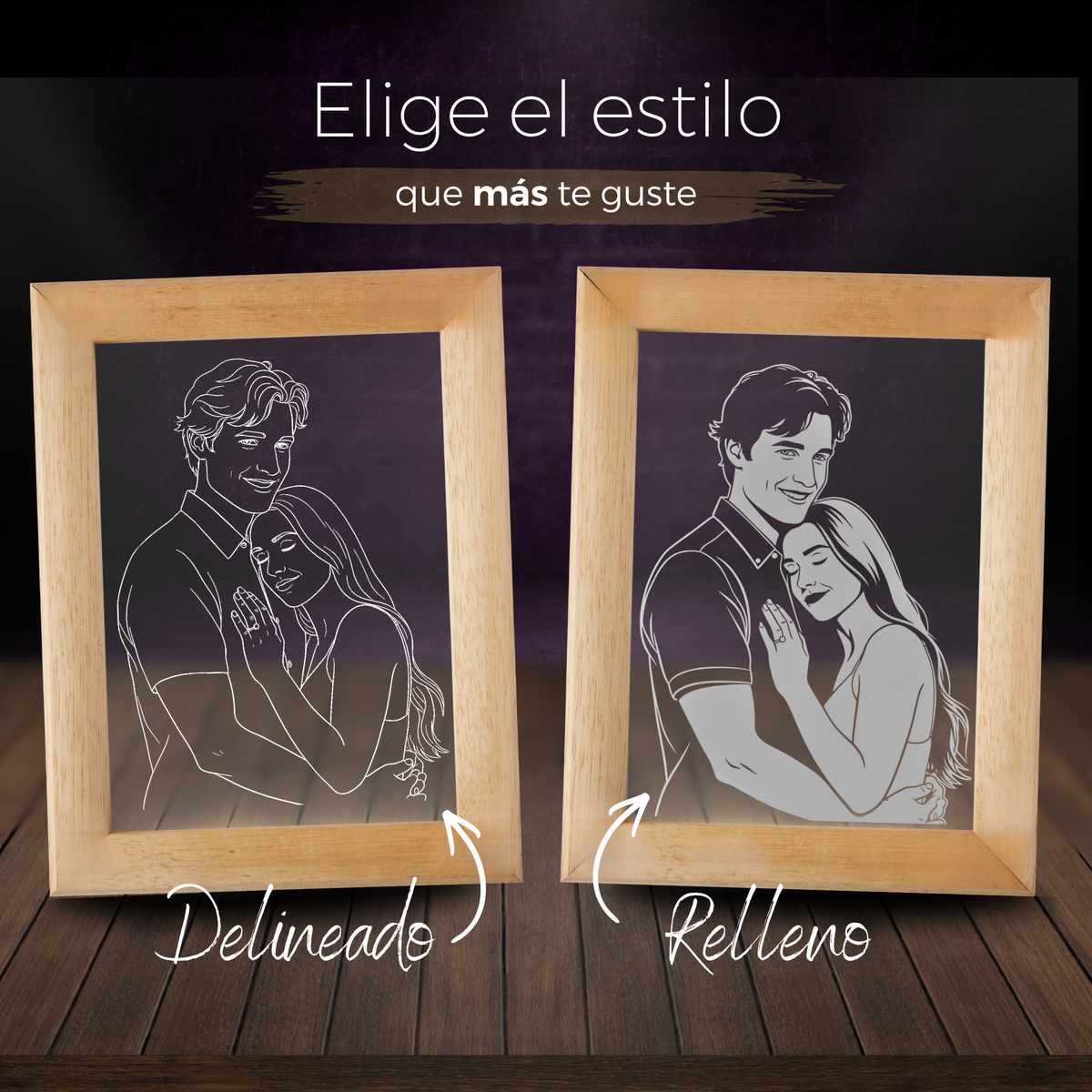 LÁMPARA PORTARRETRATO EN ACRÍLICO CON ILUSTRACIÓN