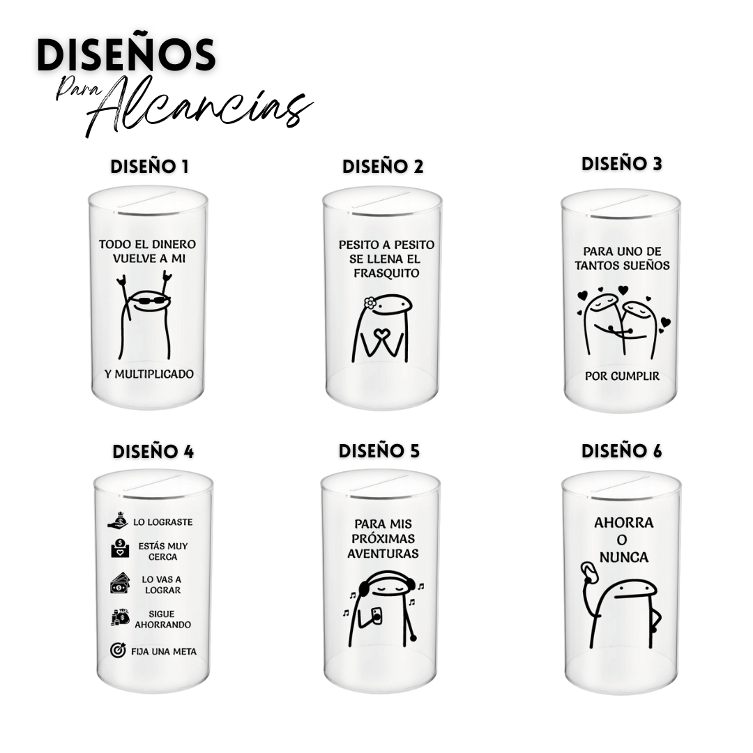 ALCANCIA EN ACRÍLICO PERSONALIZADA + 2 RETOS DE AHORRO