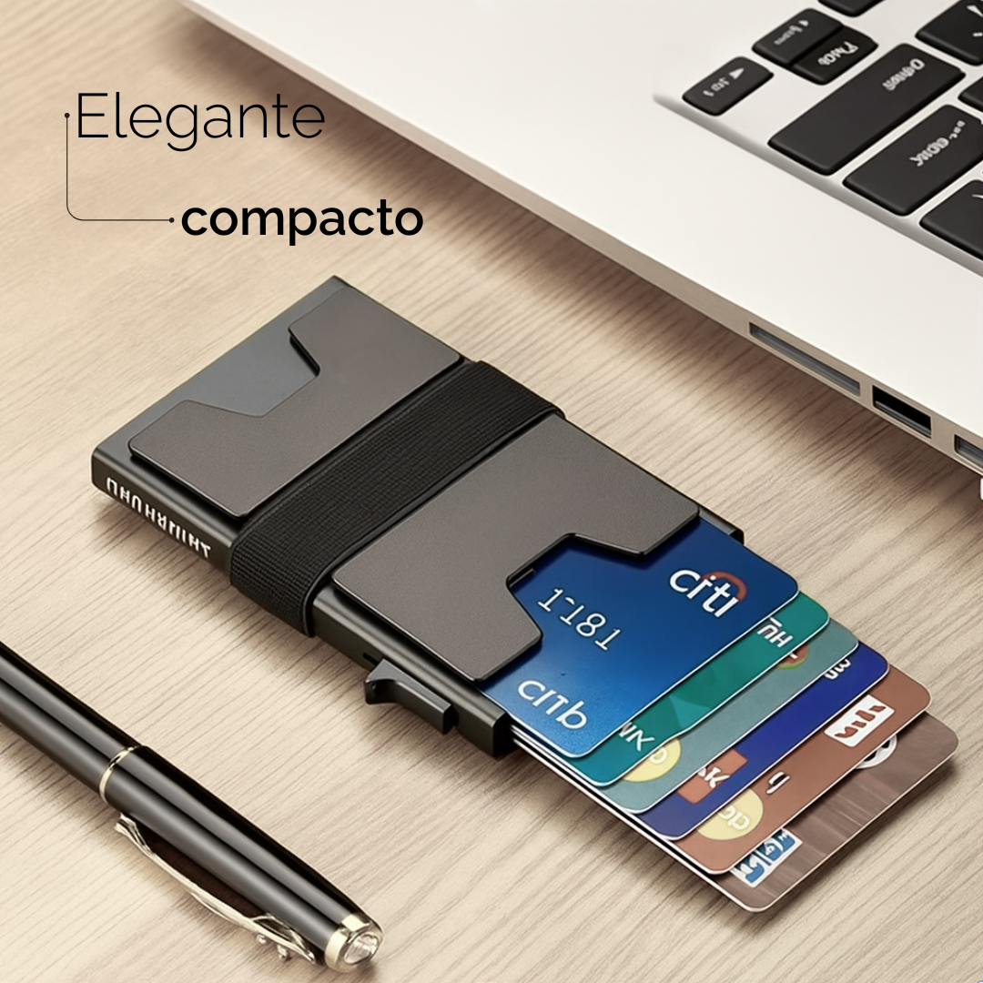 Tarjetero personalizado a láser con banda para billetes