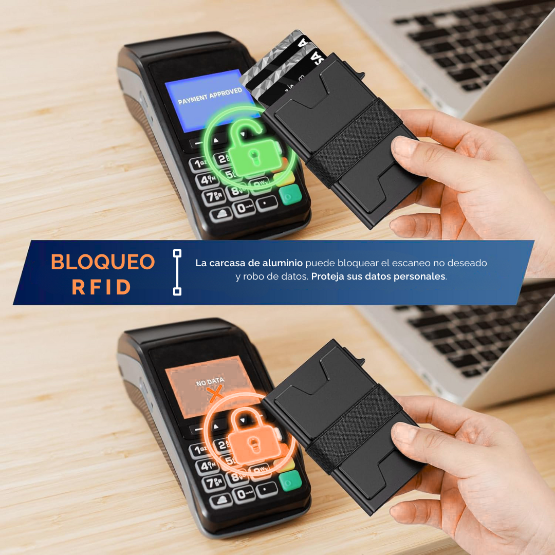 Tarjetero personalizado a láser con banda para billetes