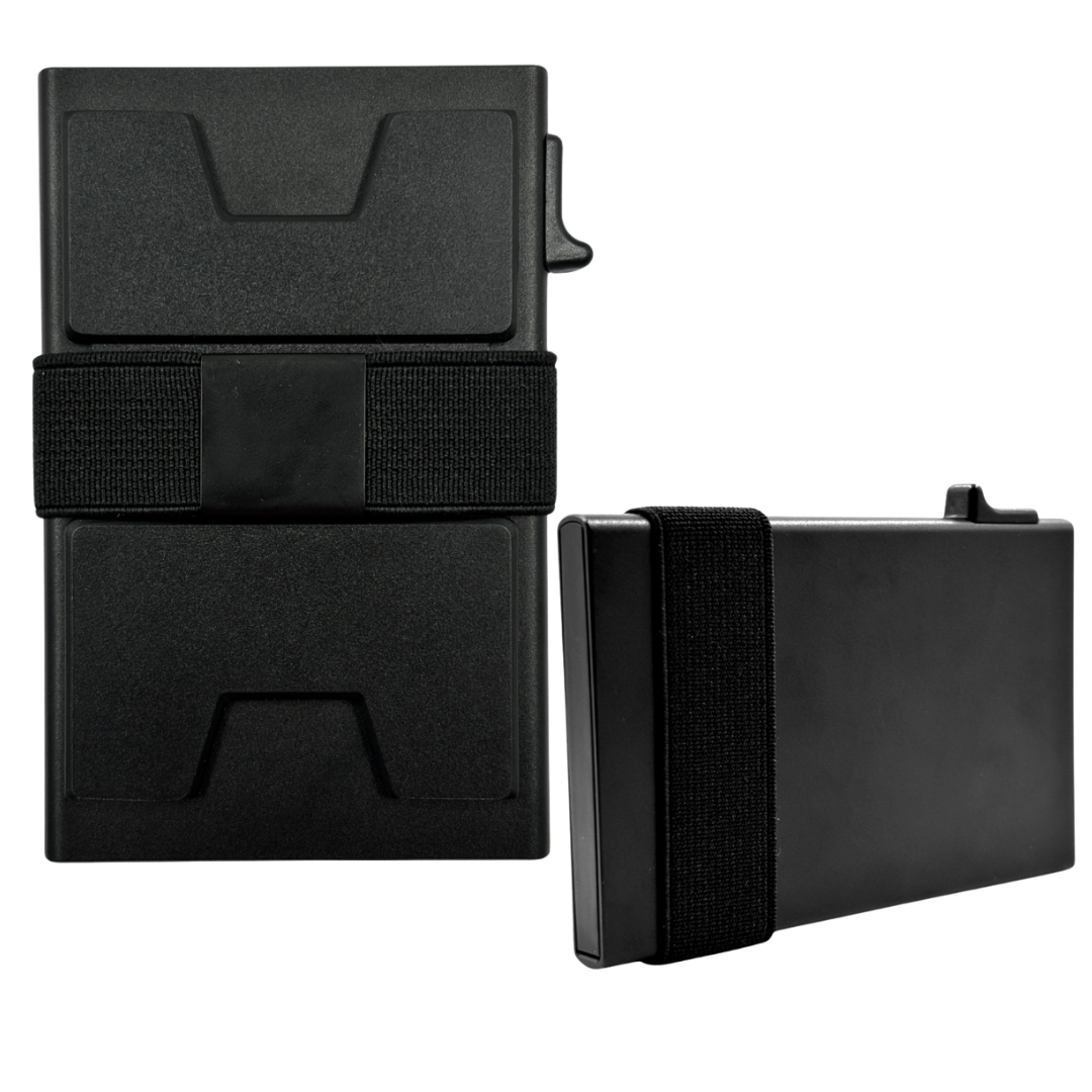 Tarjetero personalizado a láser con banda para billetes